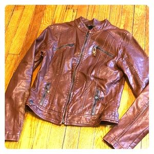 biker leather jacket | chestnut color 🤎
